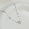 A golden full-diamond triangular geometric necklace with a diamond-encrusted pendant, a light luxury collarbone chain necklace for women details Picture